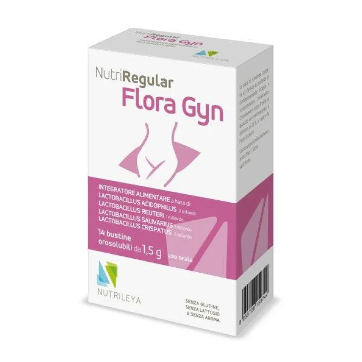 Nutrileya Nutriregular Flora Gyn Integratore per la Flora Batterica Intestinale e Vaginale 14 bustine