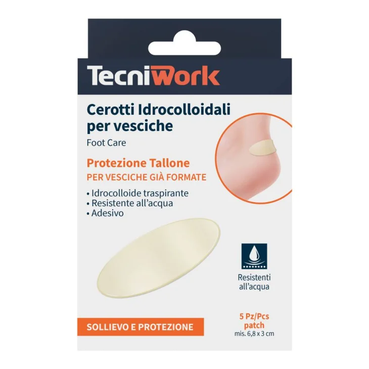 Tecniwork Cerotti Idrocolloidali per Vesciche del Tallone 5 pezzi