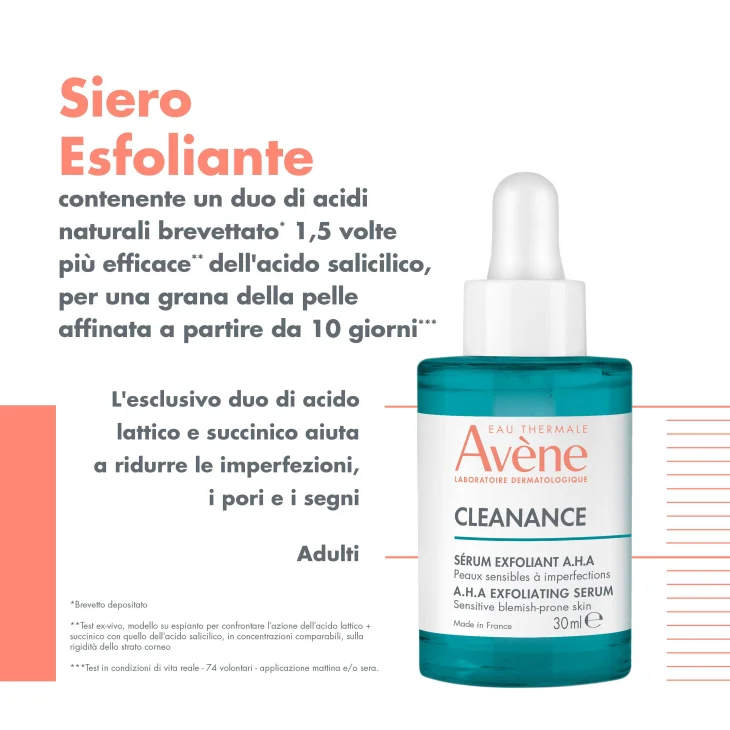 Avène Cleanance Siero Esfoliante A.H.A Viso 30 ml