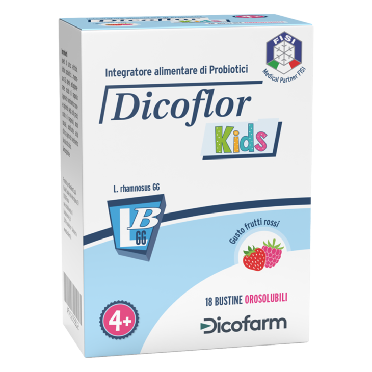 Dicoflor Kids Integratore di Fermenti Lattici per Bambini Gusto Frutti Rossi 18 bustine