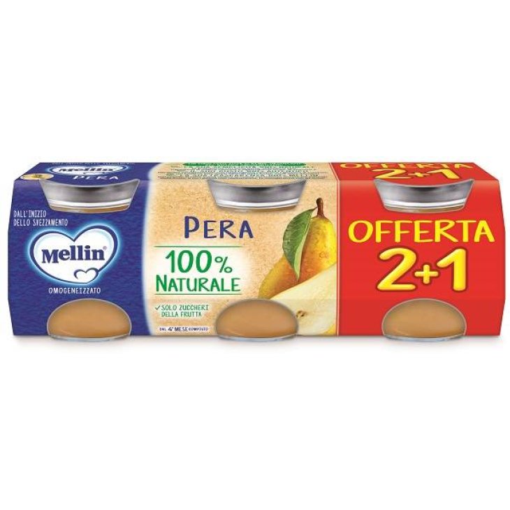 Mellin Omogeneizzato di Frutta Gusto Pera 3 vasetti da 100 g