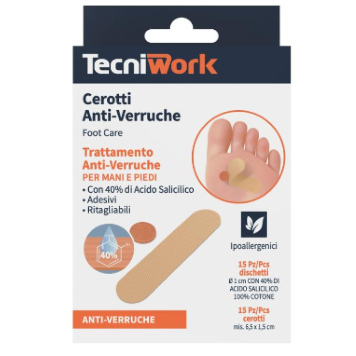 Tecniwork Cerotti Anti Verruche Piedi Dischetti e Cerotti 15+15 Pezzi