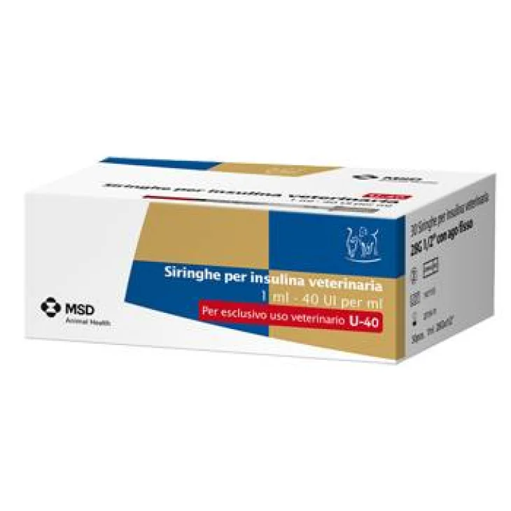 MSD-AH Siringa Insulina per Uso Veterinario 30 Siringhe 40 UI/ml