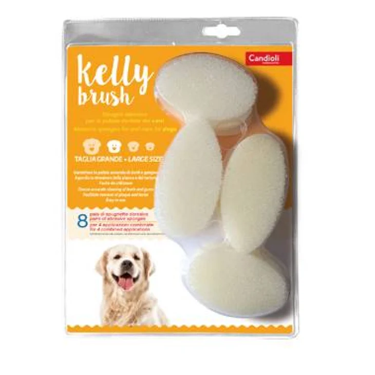 KELLY BRUSH SPUGNETTA ABRASIVA PER CANI DI TAGLIA GRANDE 16PEZZI