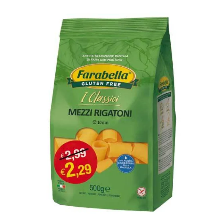 Farabella Mezzi Rigatoni Pasta Dietetica senza Glutine 500 g Promo