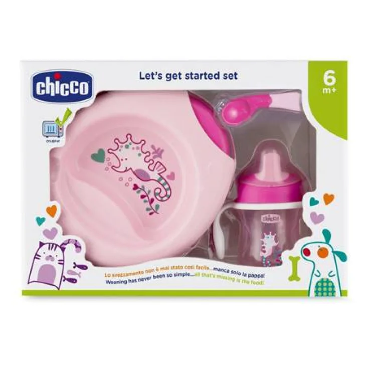 Chicco Set Pappa 6M+ Color Rosa con caucciu