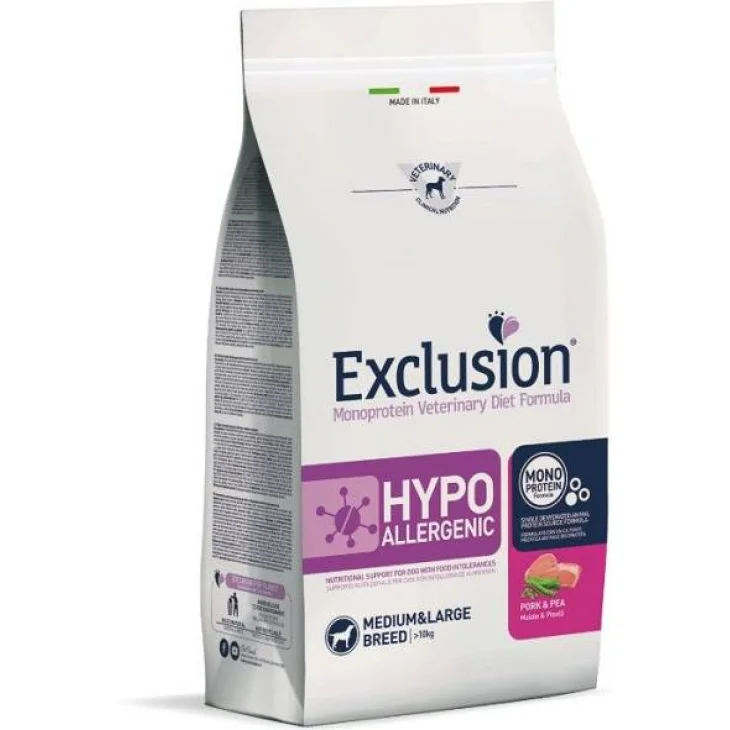 EXCLUSION MONOPROTEIN VETERINARY DIET FORMULA DOG HYPOALLERGENIC PORK AND PEA MEDIUM/LARGE 2 KG DRY
