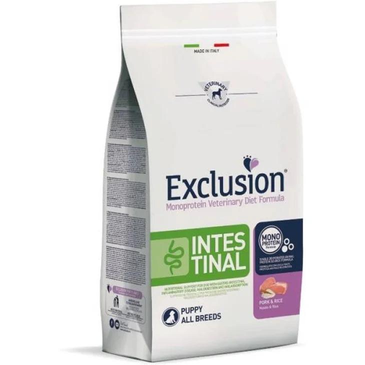 EXCLUSION MONOPROTEIN VETERINARY DIET FORMULA DOG INTESTINALPUPPY PORK AND RICE ALL BREEDS 2 KG DRY