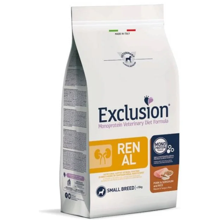 EXCLUSION MONOPROTEIN VETERINARY DIET FORMULA DOG RENAL PORK& SORGHUM AND RICE SMALL 2 KG DRY