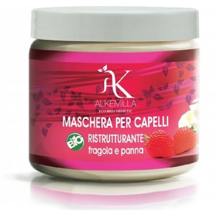 Alkemilla Maschera ristrutturante per capelli Panna e Fragola 200 ml