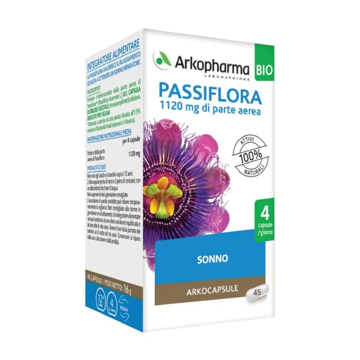 Arkopharma Arkocapsule Passiflora Bio Rilassamento e Sonno 45 Capsule