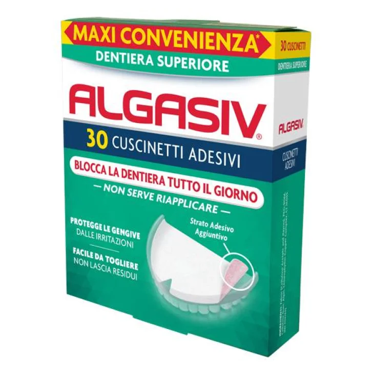 Algasiv Cuscinetti adesivi per protesi dentaria superiore 30 pezzi