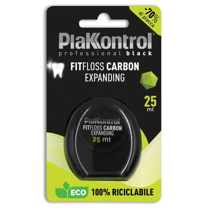 Plakkontrol Professional Black Fitfloss Carbon Expanding Filo Interdentale 25 Metri