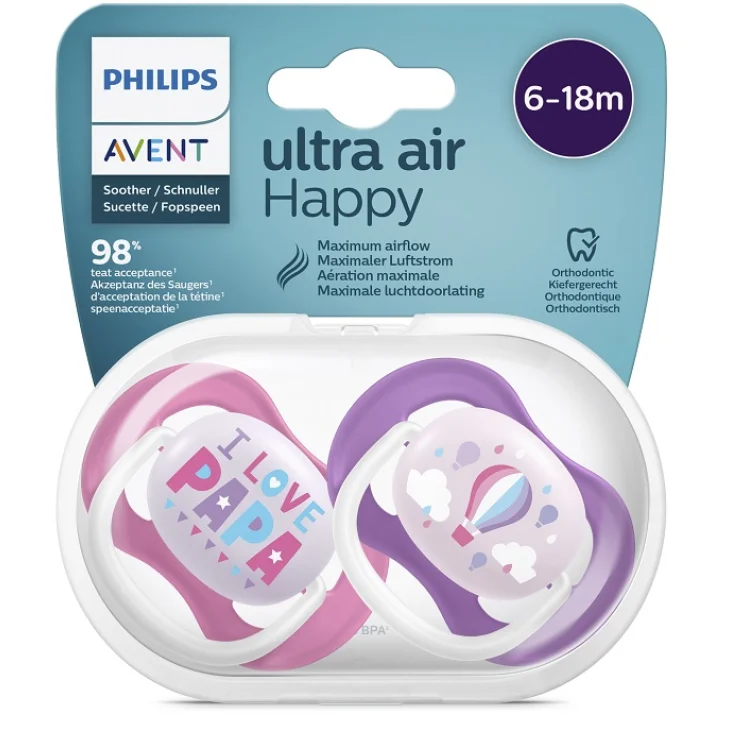 Avent Ultra Air Tettarella Ortodontica Papa/balloon 0/6 Mesi 2 Pezzi