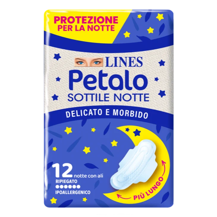 LINES PETALO SOFT SOTTILE NOTTE CON ALI IPOALLERGENICO 12 PEZZI