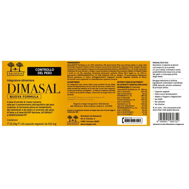 Salugea Dimasal Nuova Formula Integratore per il Controllo del Peso 60 capsule