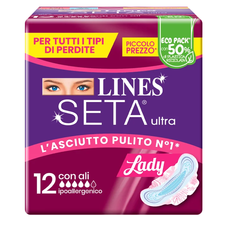 Lines Seta Ultra Lady Assorbenti con Ali 12 pezzi