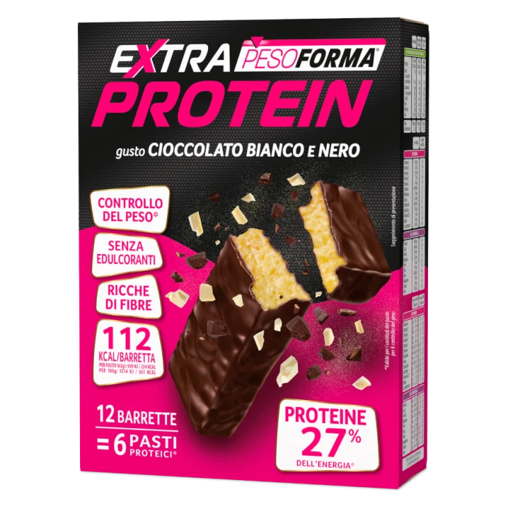Pesoforma Extra Protein Barrette Gusto Cioccolato Bianco e Nero 6 pasti 12 pezzi