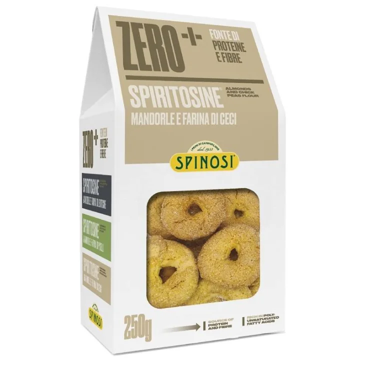 Zero+ Spiritosine con Mandorle e Farina di Ceci Biscotti fonte di proteine 250 g
