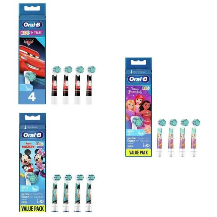 Oral B Kids Testine Per Spazzolino Elettrico Bambini Cars / Mickey / Princess 4 testine