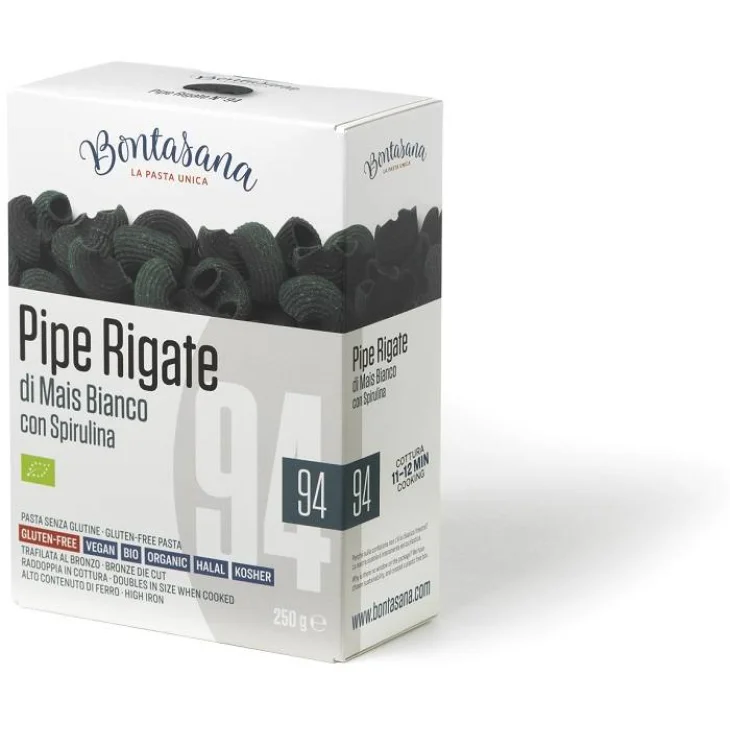 Bontasana Pipe Rigate di Mais Bianco con Spirulina Pasta senza glutine 250 g
