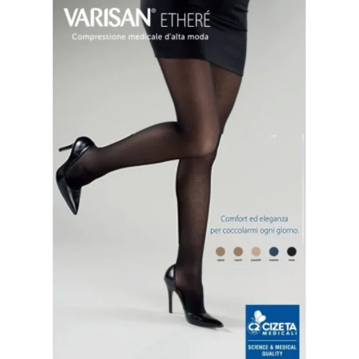Cizeta Varisan Ethere 15-20 Mmhg Collant At Punta Chiusa Normale Calza Compressiva Nera Taglia 3