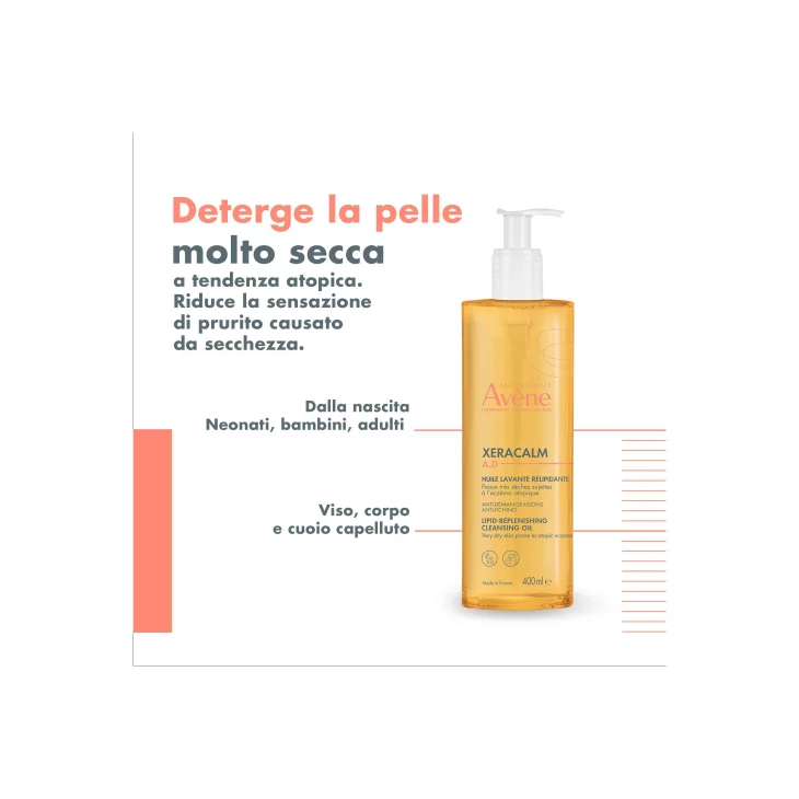 Avène XeraCalm A.D. Olio detergente liporestitutivo per viso e corpo 400 ml