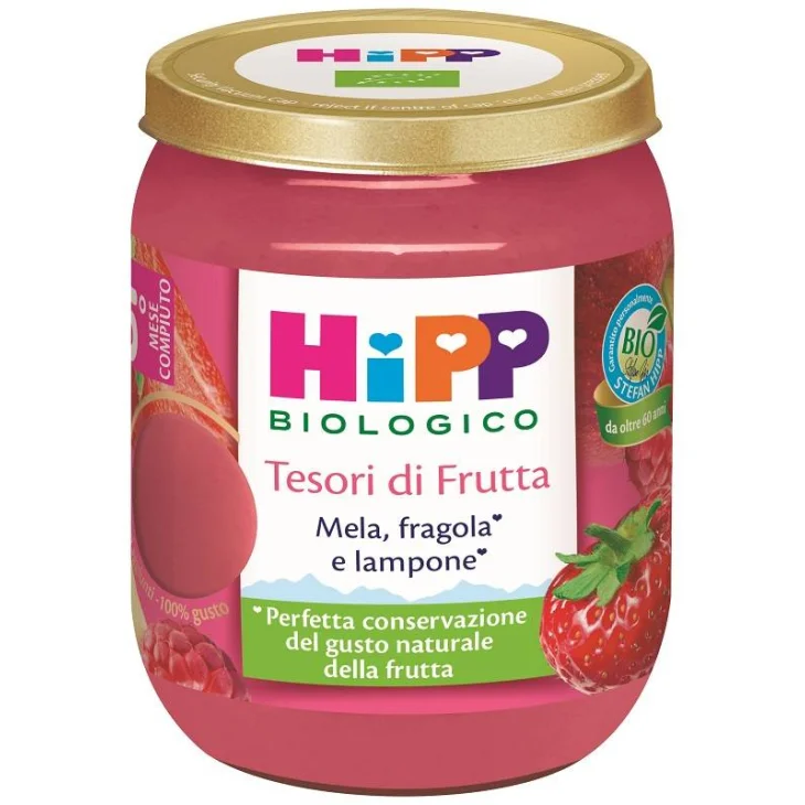 Hipp Tesori di Frutta Omogeneizzato Mela Fragola e Lampone Biologico 160 g
