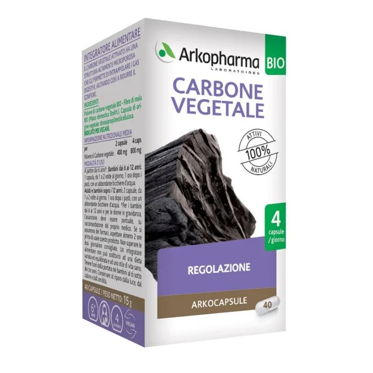 Arkopharma Arko Capsule Carbone Vegetale Bio Integratore per la Digestione 40 capsule