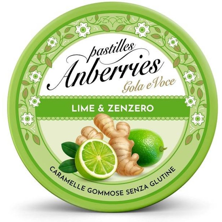 Anberries Lime & Zenzero Pastiglie gommose per la gola 50 g
