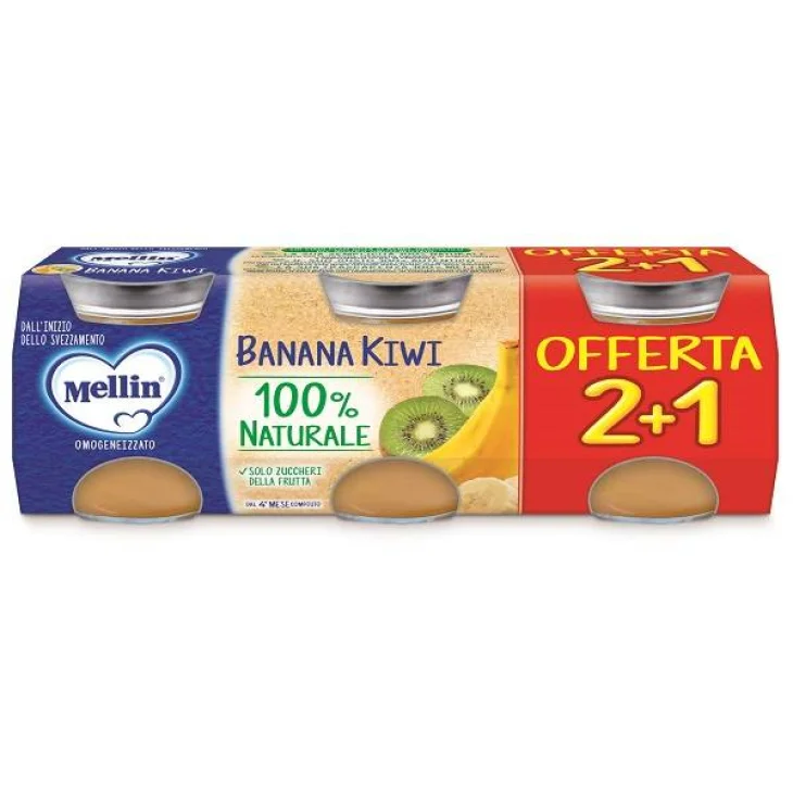 Mellin Banana Kiwi Omogeneizzato 3 vasetti da 100 g