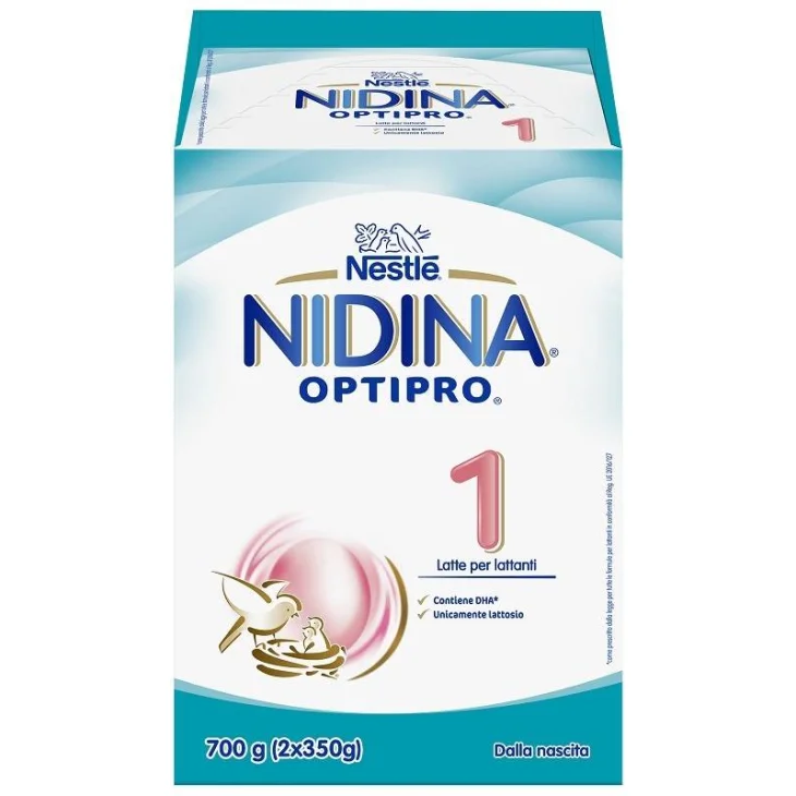 Nestlè Nidina 1 Optipro Latte in Polvere per Lattanti dalla Nascita 2 pezzi da 350 g