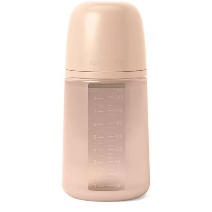 Suavinex Color Essence Biberon in Silicone Flusso Medio Colore Nude 240 ml