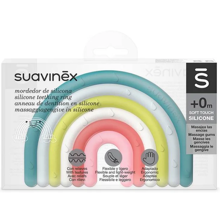 Suavinex Massaggiagengive per i denti del bambino in silicone Step 1 Arcobaleno +0 Mesi