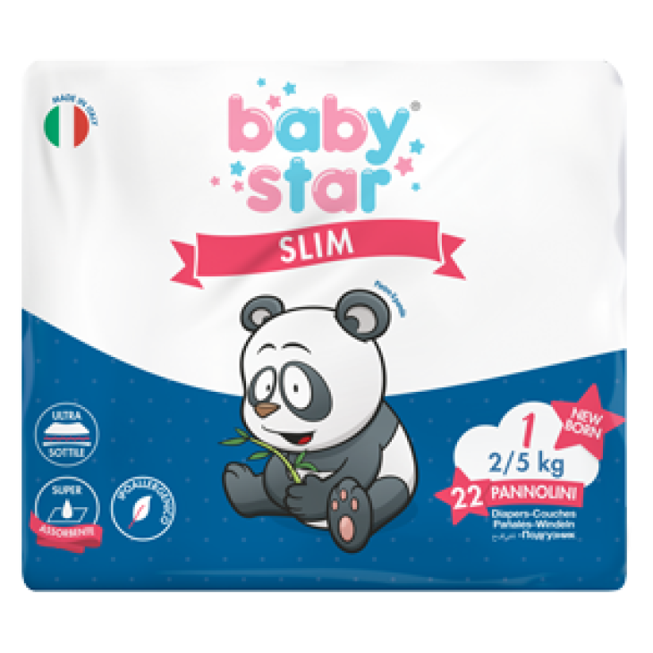 Babystar Slim Pannolini 2/5 kg Taglia 1 New Born 22 pezzi