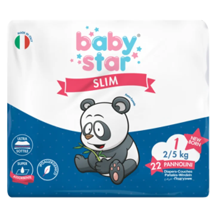 Babystar Slim Pannolini 2/5 kg Taglia 1 New Born 22 pezzi