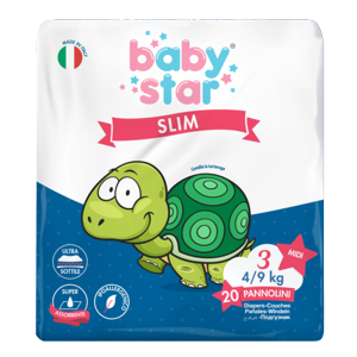 Babystar Slim Pannolini 4/9 kg Taglia 3 Mini 20 pezzi