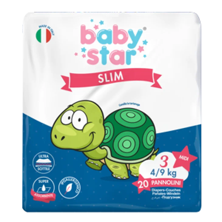 Babystar Slim Pannolini 4/9 kg Taglia 3 Mini 20 pezzi