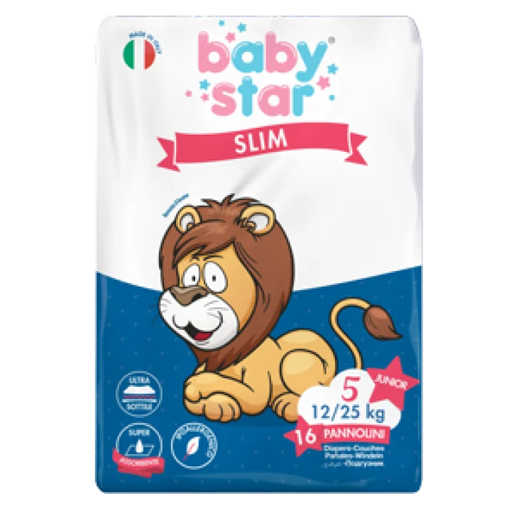 Babystar Slim Pannolini 12/25 kg Taglia 5 Junior 16 pezzi
