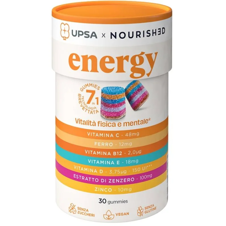 Upsa X Nourished Energy Integratore per Stanchezza Fisica e Mentale 30 gummies