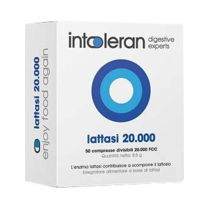 Intoleran Lattasi 20000 Integratore per Intolleranza al Lattosio 50 Compresse