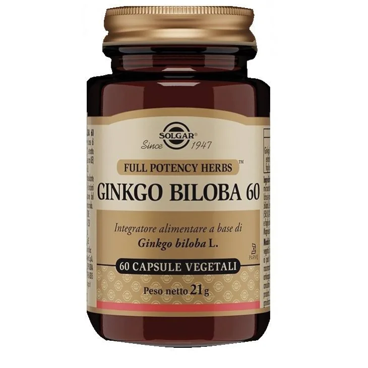 Solgar Ginkgo Biloba 60 Integratore per il Microcircolo 60 capsule vegetali