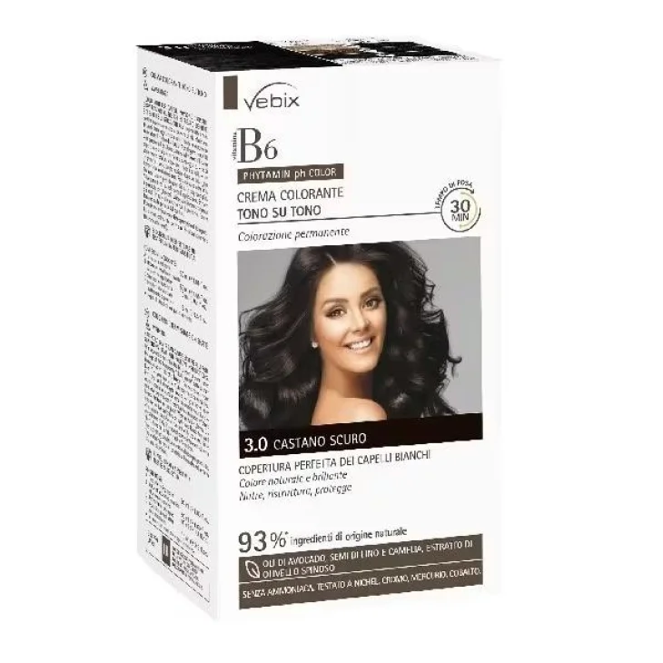 Vebix Phytamin Ph Color 3,0 Castano Scuro Tinta per Capelli 125 ml