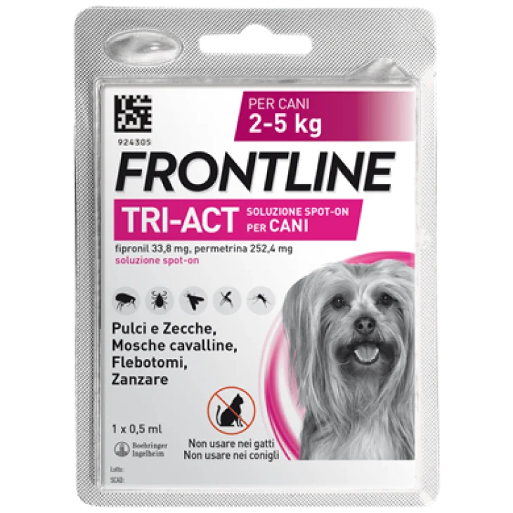 Frontline Tri-Act Spot-on Antiparassitario per Cani da 2 a 5 Kg 1 pipette