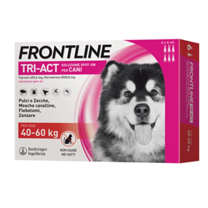 Frontline Tri-Act Spot-on Antiparassitario per Cani da 40 a 60 Kg 6 pipette