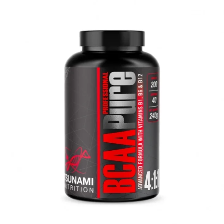 Tsunami Nutrition BCAA 4:1:1 Ajinomoto Integratore di Aminoacidi Ramificati 200 tabs