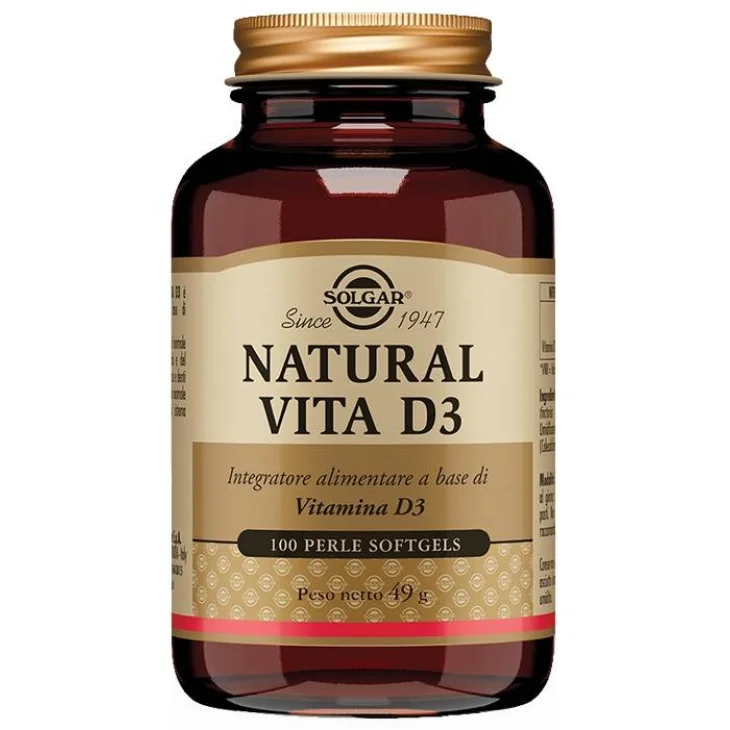 Solgar Natural Vita D3 Integratore di Vitamina D 100 perle