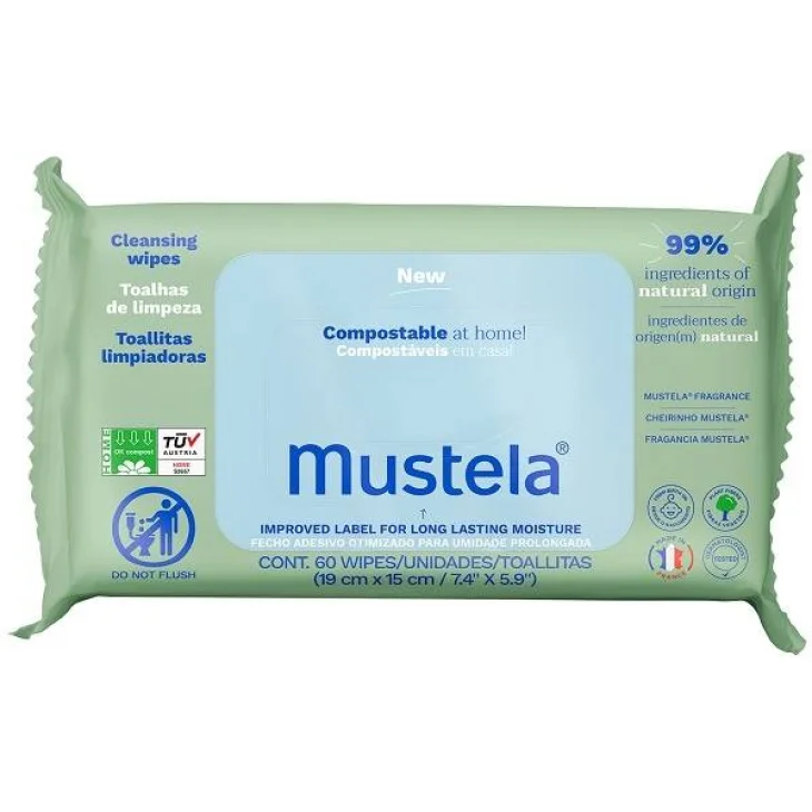 Mustela Salviette Compostabili per l'Igiene dei Bambini 60 pezzi