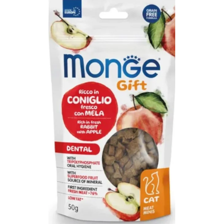 Monge Cat Meat Mins Gift Dental Ricco In Coniglio Fresco Con Mela 50 G