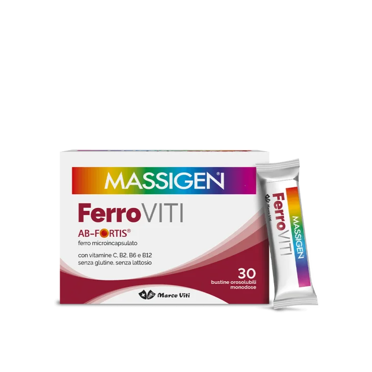 Massigen Ferro Viti Integratore di Vitamina B e Ferro 30 bustine orosolubili